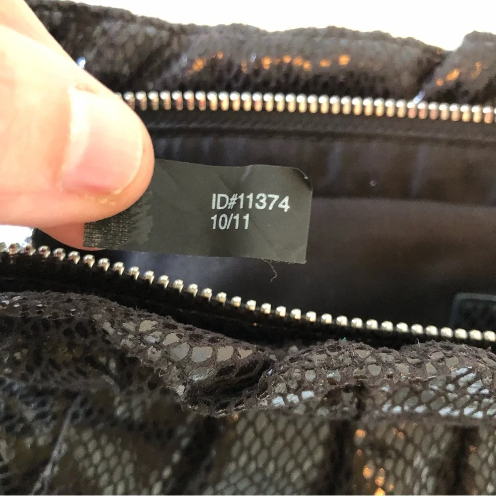 Express Black Faux Snakeskin Ruched Clutch Y2K Evening Bag